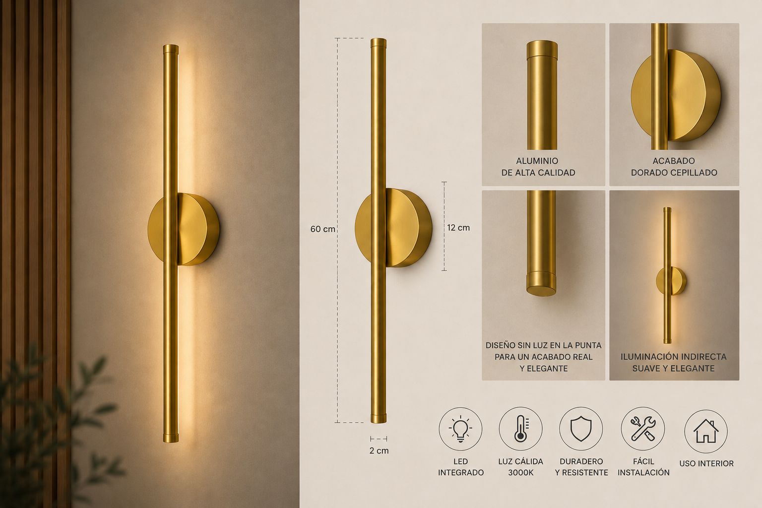 Lámpara Magnética de Pared LED Recargable